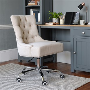 Upholstered Office Chair - Stone Linen