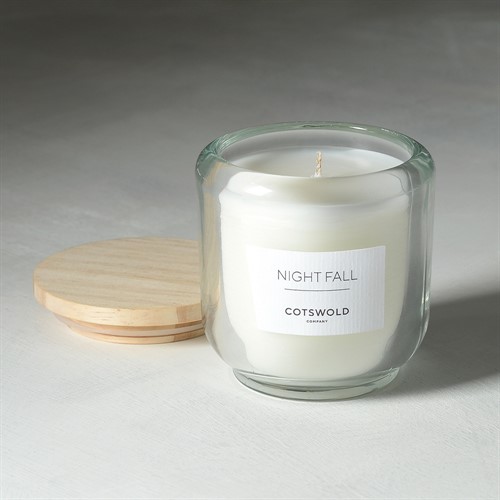 Night Fall Scented Candle With Wooden Lid - Clear