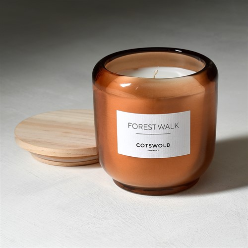 Forest Walk Scented Candle With Wooden Lid - Amber