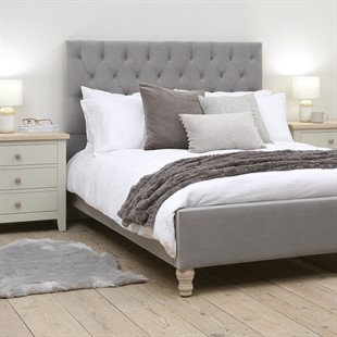 Evesham Slate Velvet Double Upholstered Bed