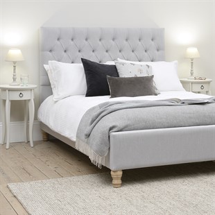 Evesham 4'6 Double Bed - Silver Linen