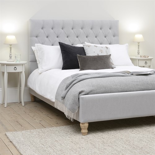 Evesham Silver Linen Super Kingsize Upholstered Bed