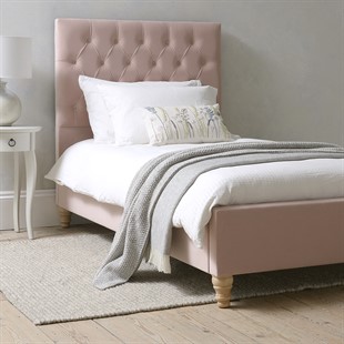 Evesham Blush Velvet Single Upholstered Bed
