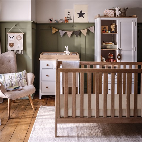 Chester Pure White and Oak 3 Piece Nursery Furniture Set