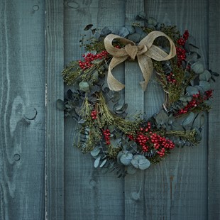 Eucalyptus and Red Pepper Berry Natural Christmas Wreath