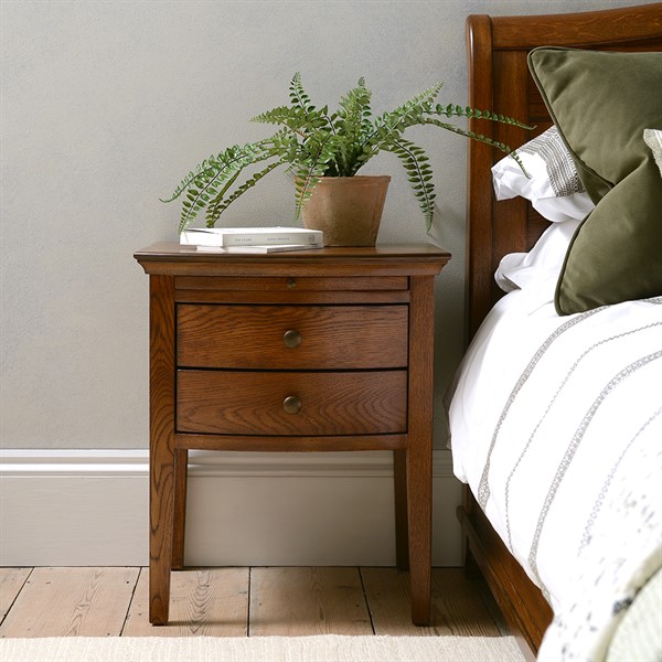 Winchcombe Dark Oak 2 Drawer Bedside Table - The Cotswold Company
