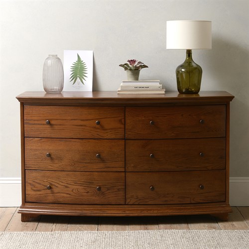 Winchcome Dark Oak Low and Wide 6 Drawer Chest