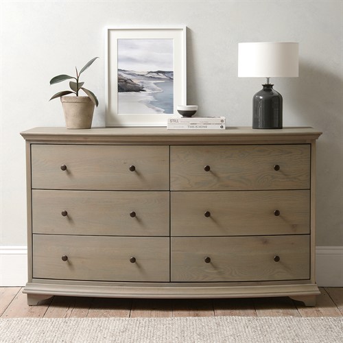 Winchcome Smoked Oak Low and Wide 6 Drawer Chest