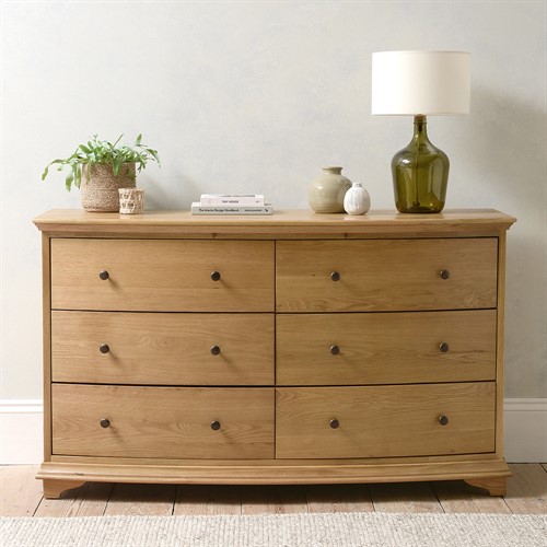 Winchcome Oiled Oak Low and Wide 6 Drawer Chest