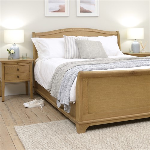 Winchcombe Oiled Oak Double Sleigh Bed