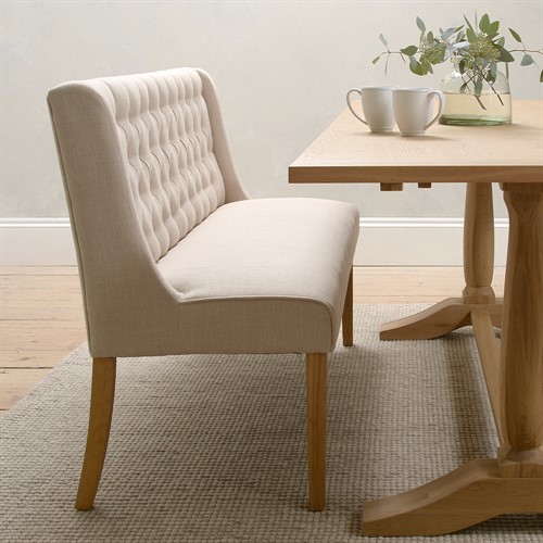 Padstow Buttoned Dining Bench - Stone