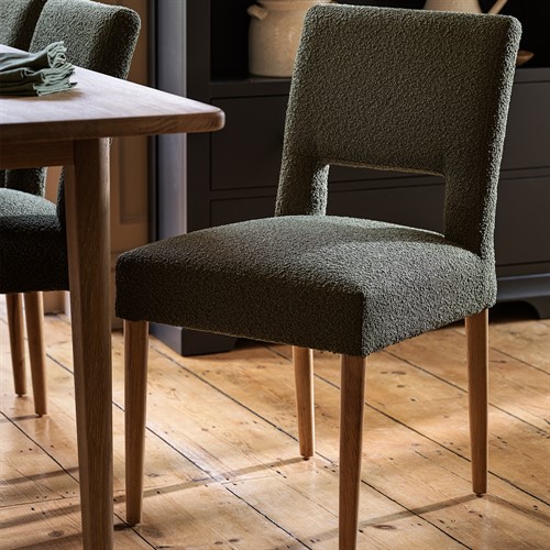 Berkeley Nordic Oak Boucle Dining Chair - Green