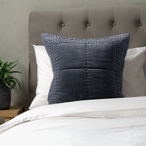 Luxury Cotton Velvet Nocturne Blue Cushion 50x50cm