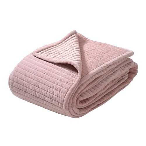 Cotton Velvet Dusky Pink Bedspread 250x260cm