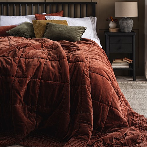 Luxury Cotton Velvet Brick Bedspread 250x260cm