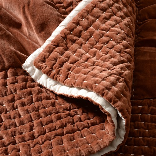 Luxury Cotton Velvet Brick Bedspread 250x260cm