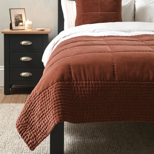 Luxury Cotton Velvet Brick Bed Throw 140x240cm