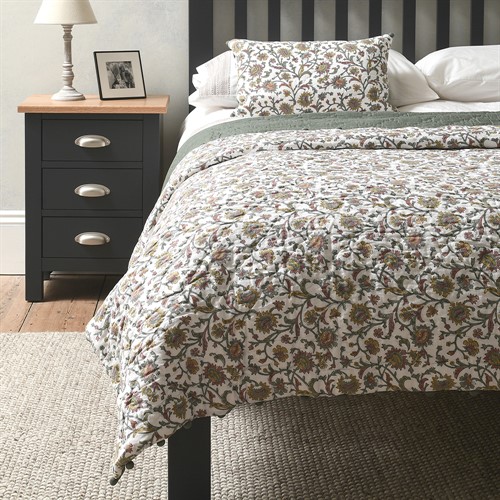 Winson Printed Slub Chambray Bedspread With Pom Poms - Multi 250x260cm