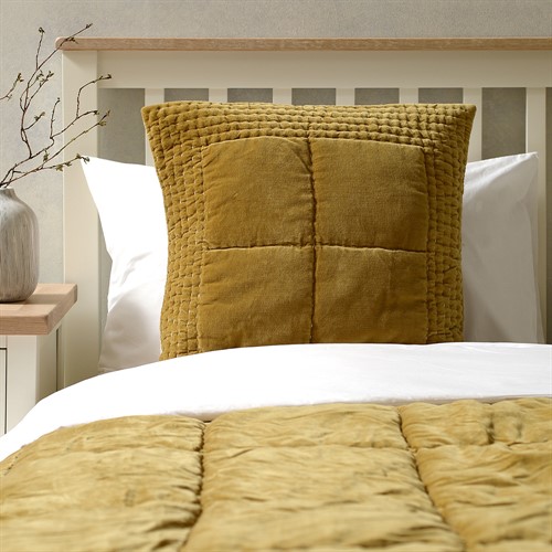 Luxury Cotton Velvet Ochre Cushion 50x50cm