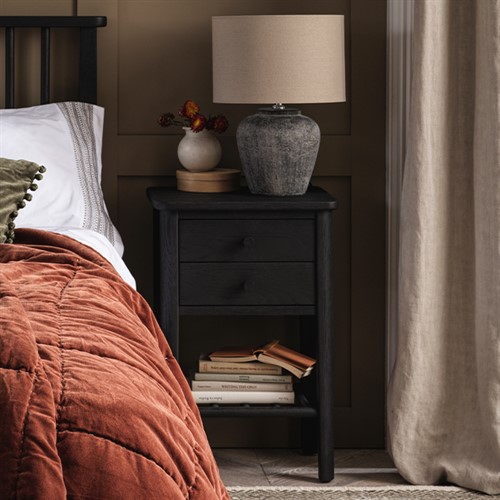 Berkeley Black Oak 2 Drawer Bedside