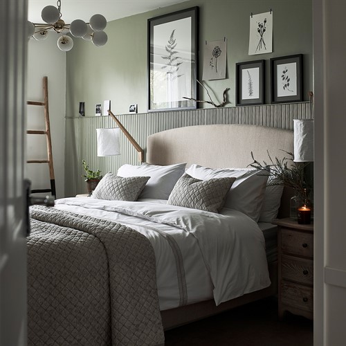 Cecily Sand Linen Super Kingsize Upholstered Bed