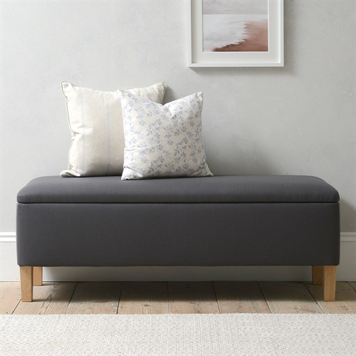 Cecily Upholstered Ottoman - Charcoal