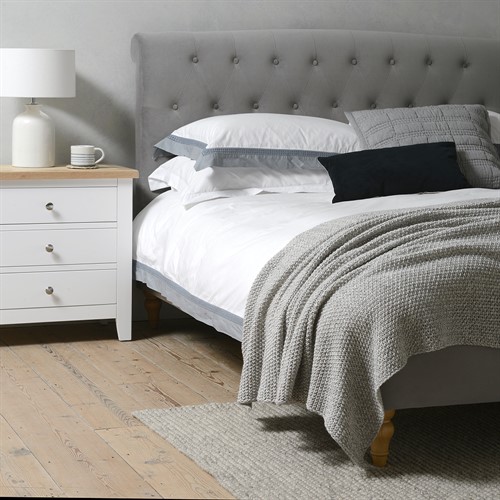Huxley Flint Grey Velvet Kingsize Upholstered Bed