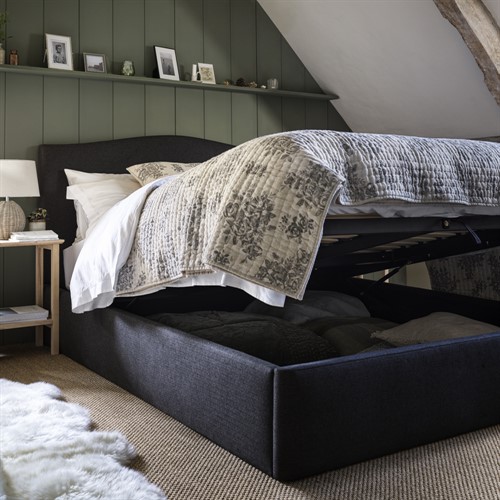 Witney Superking Ottoman Bed - Charcoal Tweed