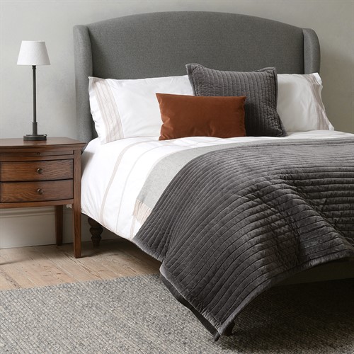 Ascott Slate Tweed Double Upholstered Bed