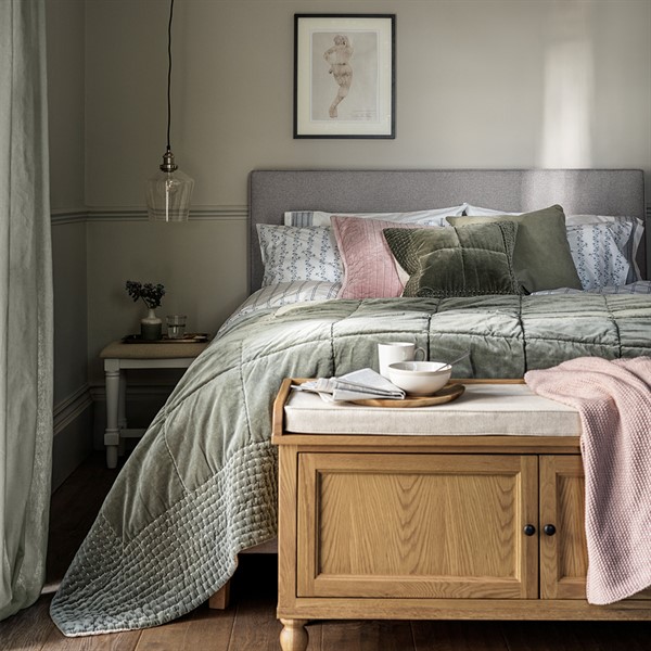 Churchill Natural Tweed Super King Upholstered Bed The Cotswold Company