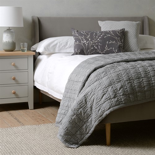 Prestbury Slate Velvet Kingsize Upholstered Bed