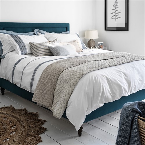 Stanway Kingfisher Velvet Kingsize Upholstered Bed