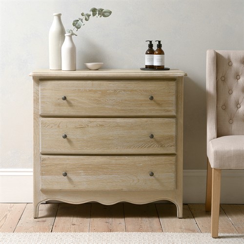 Camille Limewash Oak 3 Drawer Chest