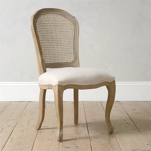 Camille Limewash Oak Rattan Back Dining Chair