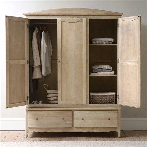 Camille Limewash Oak Triple Wardrobe