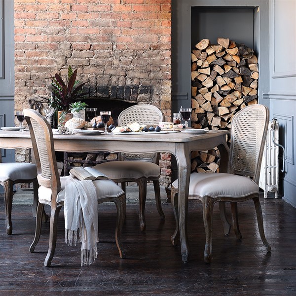 Camille Limewash Oak 180cm Dining Table, Lime Wash Dining Table And Chairs