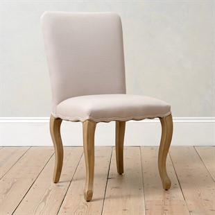 Camille Limewash Oak Upholstered Chair - Stone