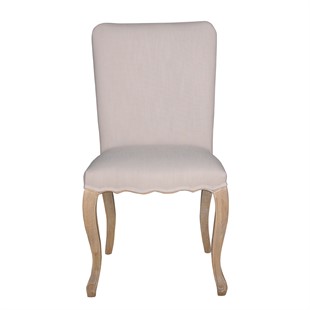 Camille Limewash Oak Upholstered Chair - Stone