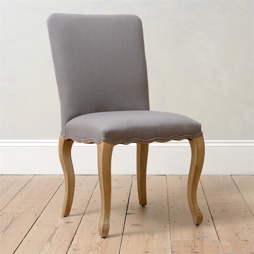 Camille Limewash Oak Grey Linen Dining Chair