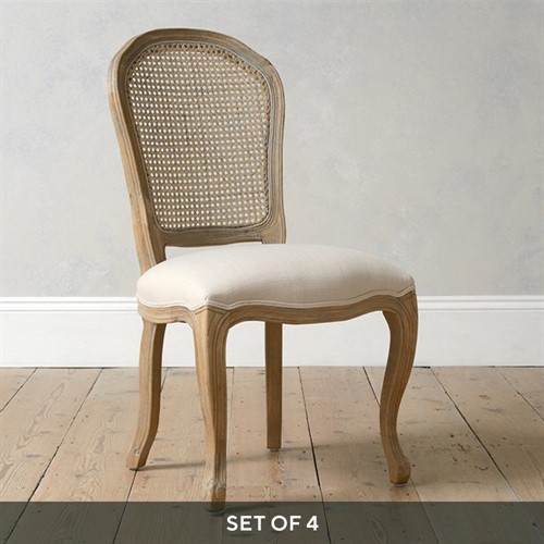 Camille Limewash Oak Rattan Back Chair - Set of 4