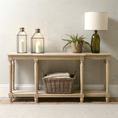 Camille Limewash Oak Large Console Table