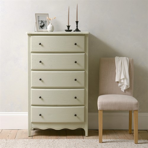 Camille French Grey Tall 5 Drawer Chest