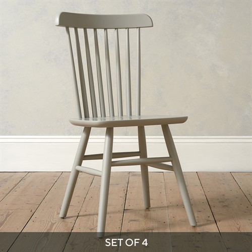 Set of 4 Spindleback Dining Chairs - Pebble Grey