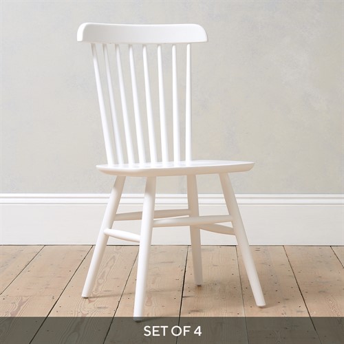 Set of 4 Spindleback Dining Chairs - Pure White