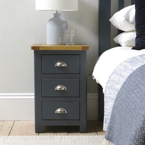 Westcote Inky Blue 3 Drawer Bedside Table