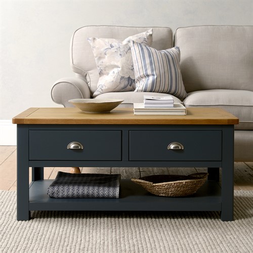 Westcote Inky Blue Coffee Table with Drawers
