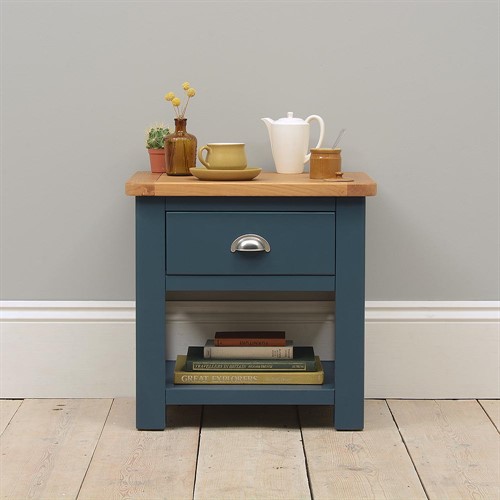 Westcote Inky Blue 1 Drawer Lamp Table