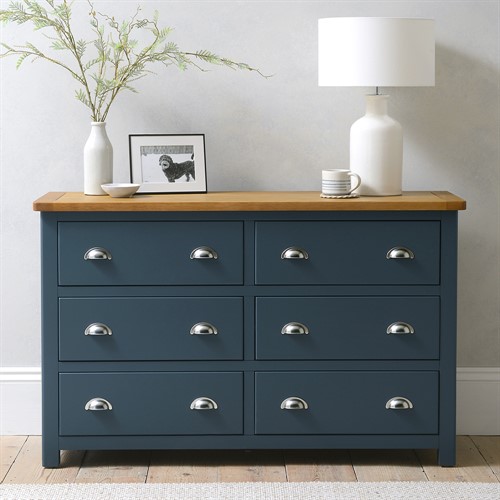 Westcote Inky Blue 6 Drawer Wide Chest