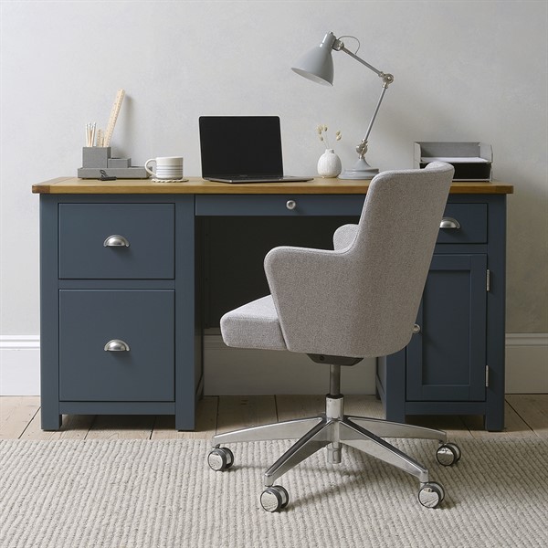 Westcote Inky Blue Double Pedestal Desk The Cotswold Company