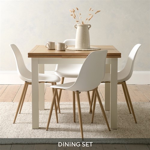 Simply Cotswold Classic Cream 2-4 Seater Dining Table and 4 Dining Chairs